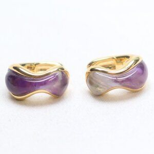 PDPAOLA Gold over. 925 Sterling Silver Amethyst Musa Hoop Earrings $260